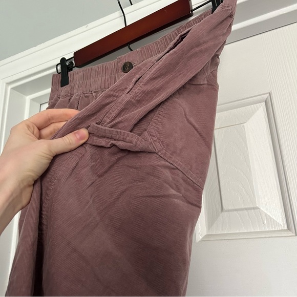 Madewell Corduroy Mauve Elastic Waist Pull On Tapered Pants Fig Purple Cargo - Picture 3 of 6